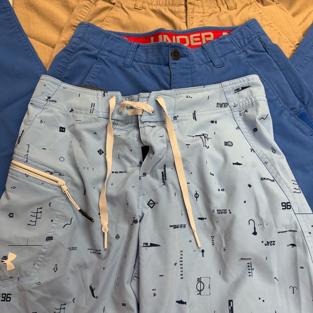 Lot of 3 Under Armour Men's Pants and Bathing Suit Shorts, size 30